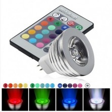 RGB - 3 Watt 12v MR16 Multicolour LED Bulb with Remote 35W Equivalent